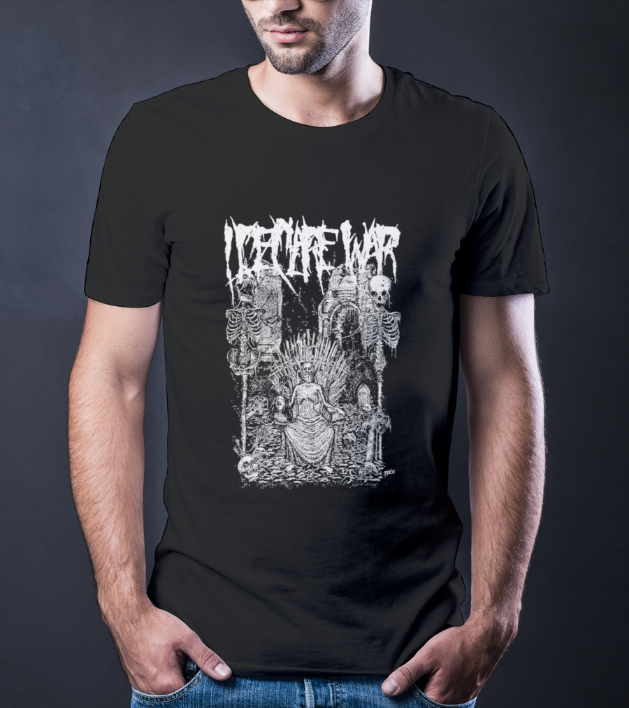 I Declare War Throne Skeleton Warriors Medieval Battle Scene T-Shirt