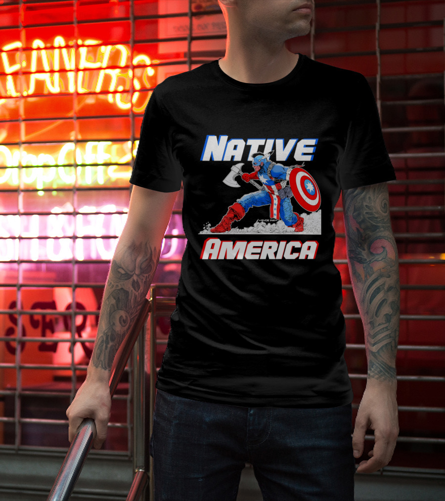 Native America Captain America Axe And Shield Hero T-Shirt