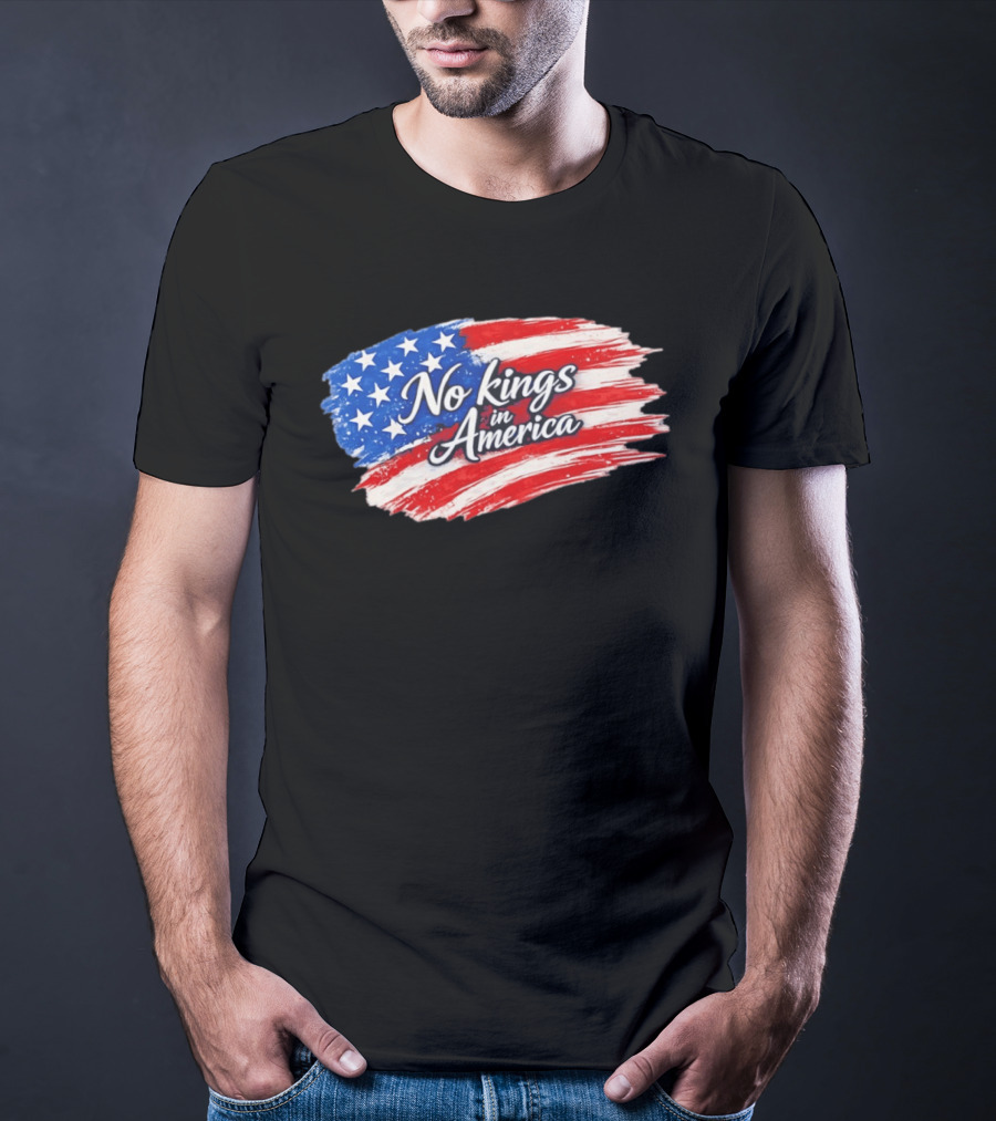 No Kings In America Patriotic Stars And Stripes T-Shirt