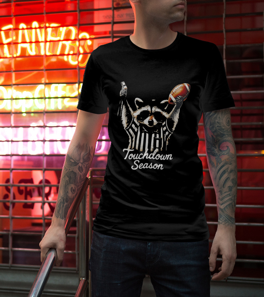 Raccoon Referee Touchdown Season Football Humor T-Shirt
