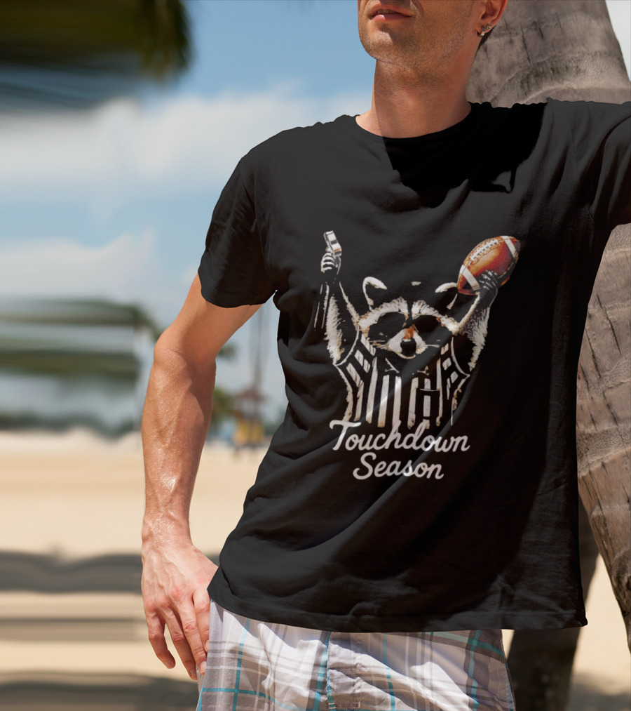 Raccoon Referee Touchdown Season Football Humor T-Shirt