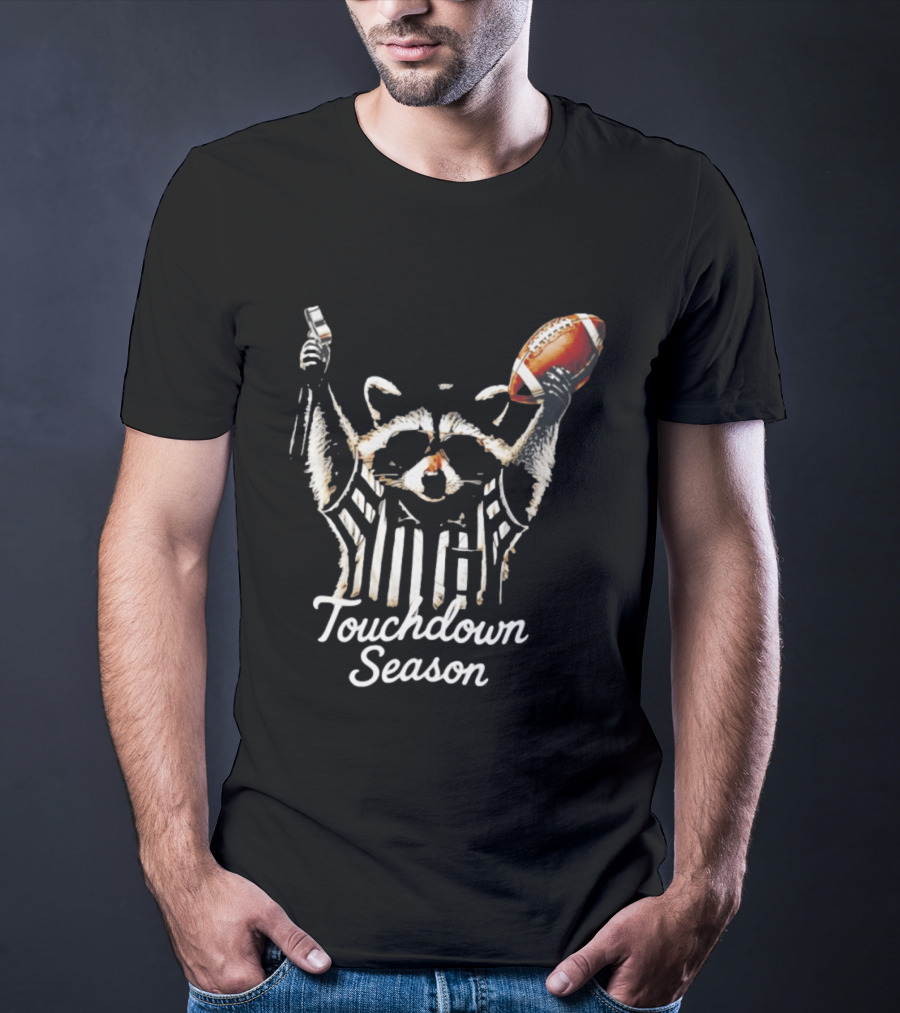 Raccoon Referee Touchdown Season Football Humor T-Shirt