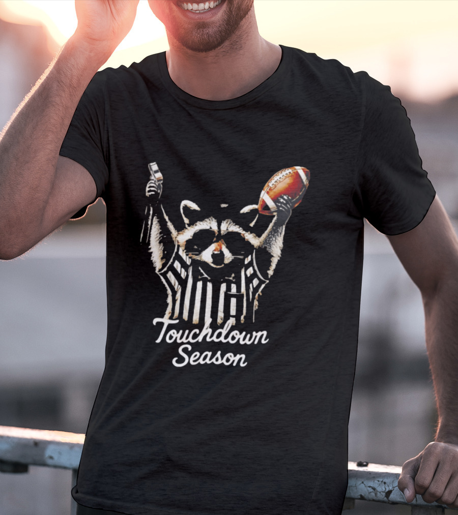 Raccoon Referee Touchdown Season Football Humor T-Shirt