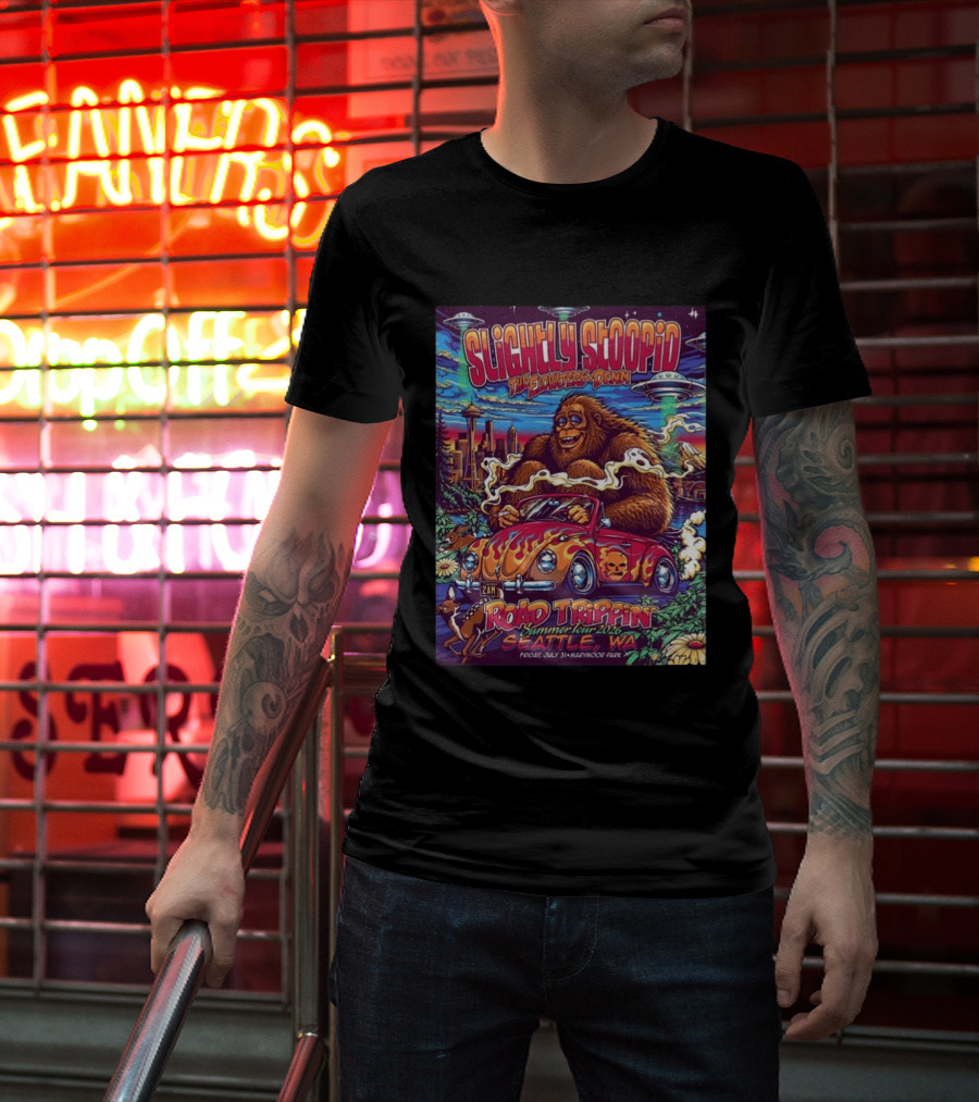Slightly Stoopid Road Trippin Summer Tour 2026 Seattle WA July 31 Marymoor Park T-Shirt