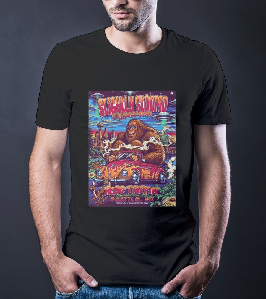 Slightly Stoopid Road Trippin Summer Tour 2026 Seattle WA July 31 Marymoor Park T-Shirt