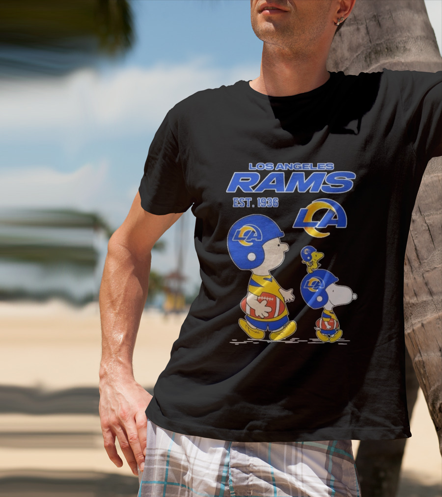 Snoopy Charlie Brown Los Angeles Rams 1936 Football Team LA T-Shirt