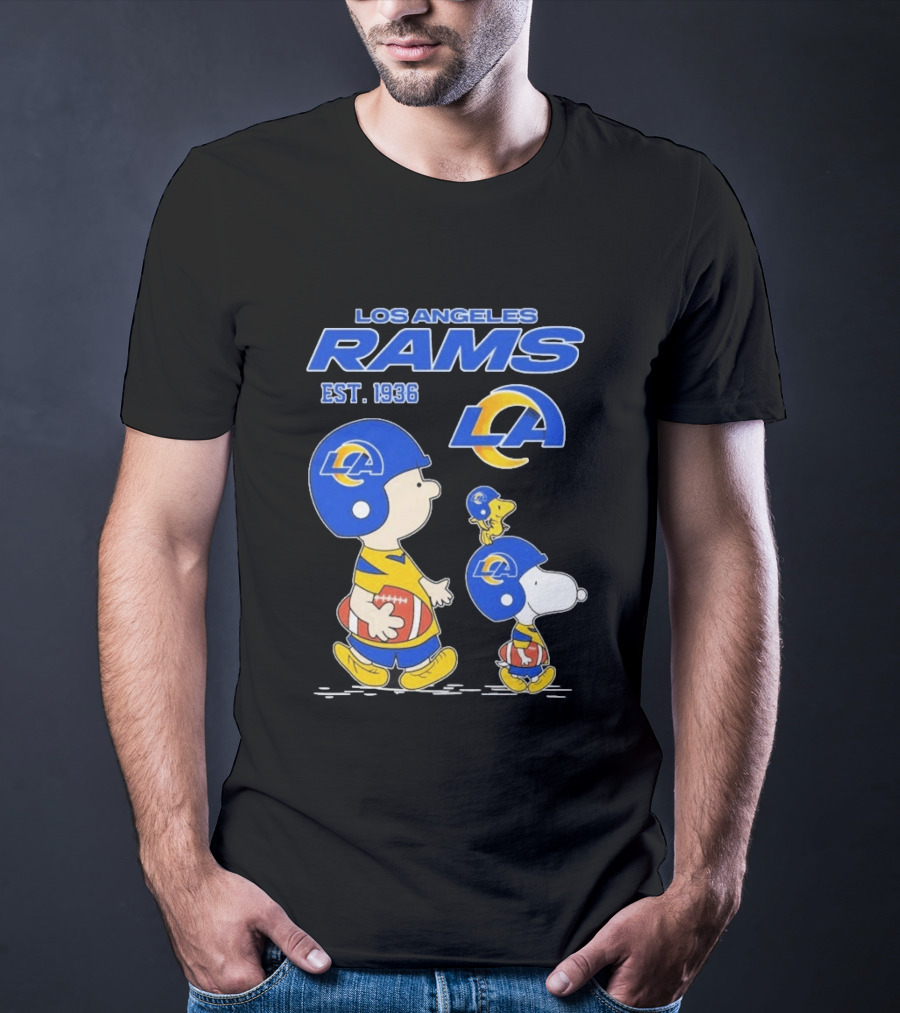 Snoopy Charlie Brown Los Angeles Rams 1936 Football Team LA T-Shirt