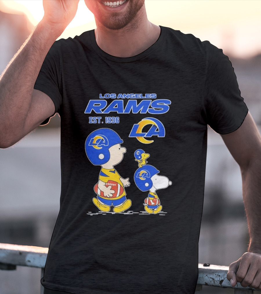 Snoopy Charlie Brown Los Angeles Rams 1936 Football Team LA T-Shirt