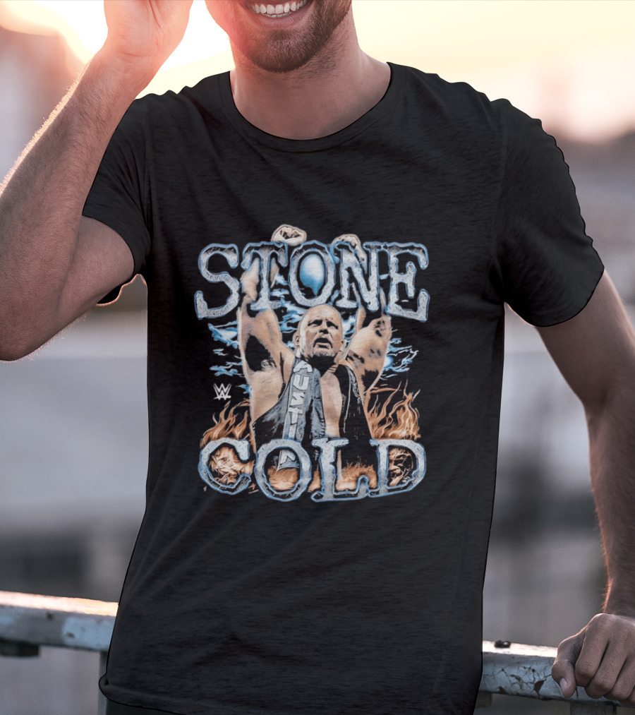 Stone Cold Steve Austin WWE Ice And Flames Iconic Wrestling T-Shirt