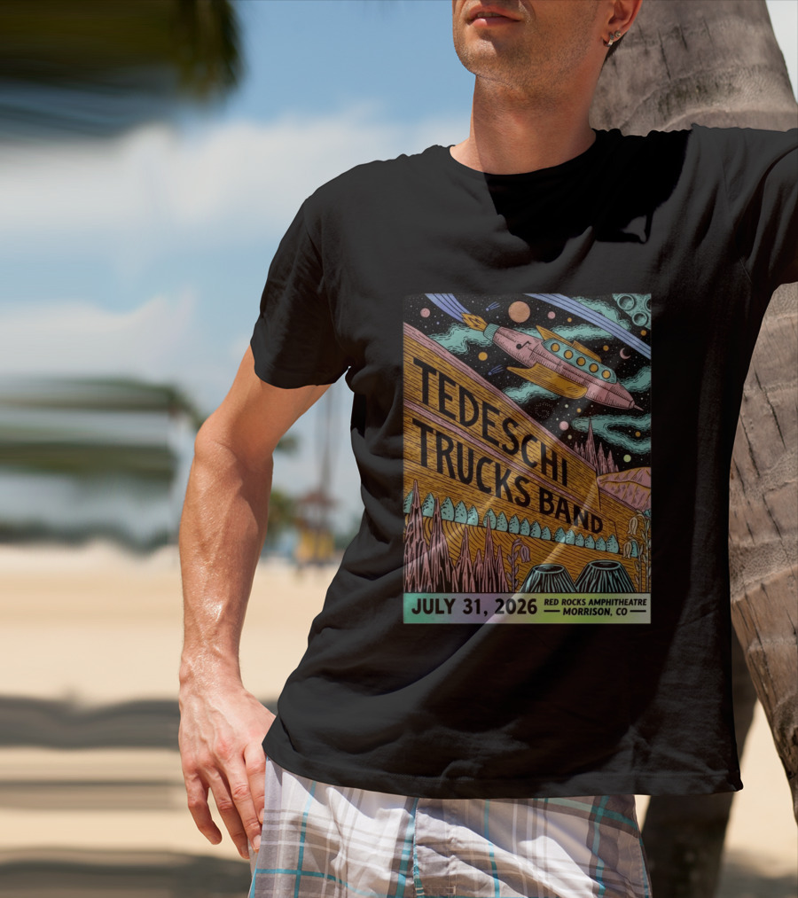 Tedeschi Trucks Band Red Rocks Concert July 31 2026 Morrison CO Spaceship T-Shirt