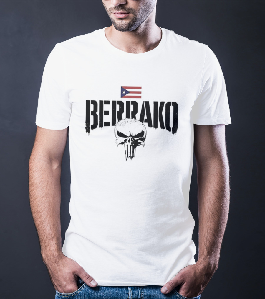 Berrako Skull Puerto Rican Flag T-Shirt