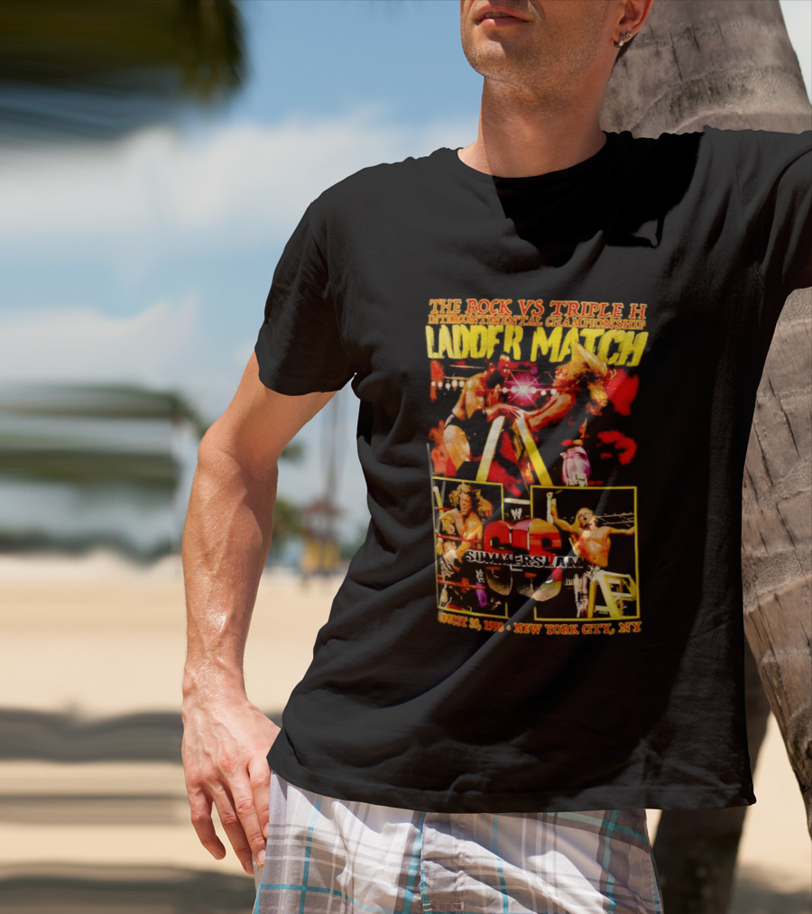 WWE SummerSlam 1998 The Rock Vs Triple H Ladder Match Intercontinental Championship New York City T-Shirt
