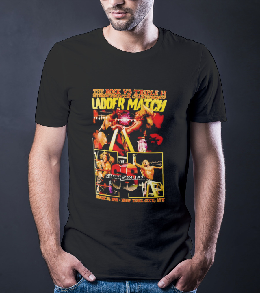 WWE SummerSlam 1998 The Rock Vs Triple H Ladder Match Intercontinental Championship New York City T-Shirt