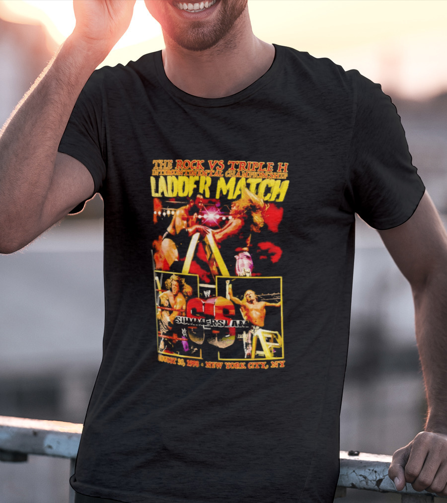 WWE SummerSlam 1998 The Rock Vs Triple H Ladder Match Intercontinental Championship New York City T-Shirt