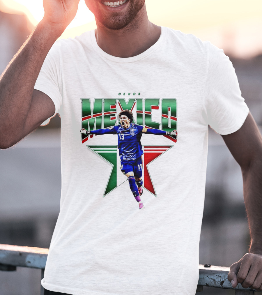 Ochoa Mexico 13 Goalkeeper Tri Color Starburst T-Shirt