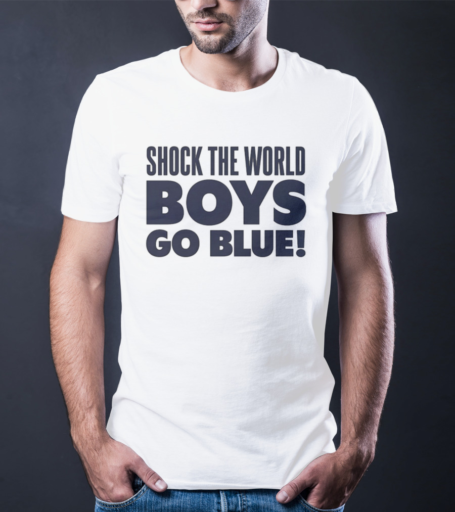 Shock The World Michigan Men's Basketball Boys Go Blue T-Shirt