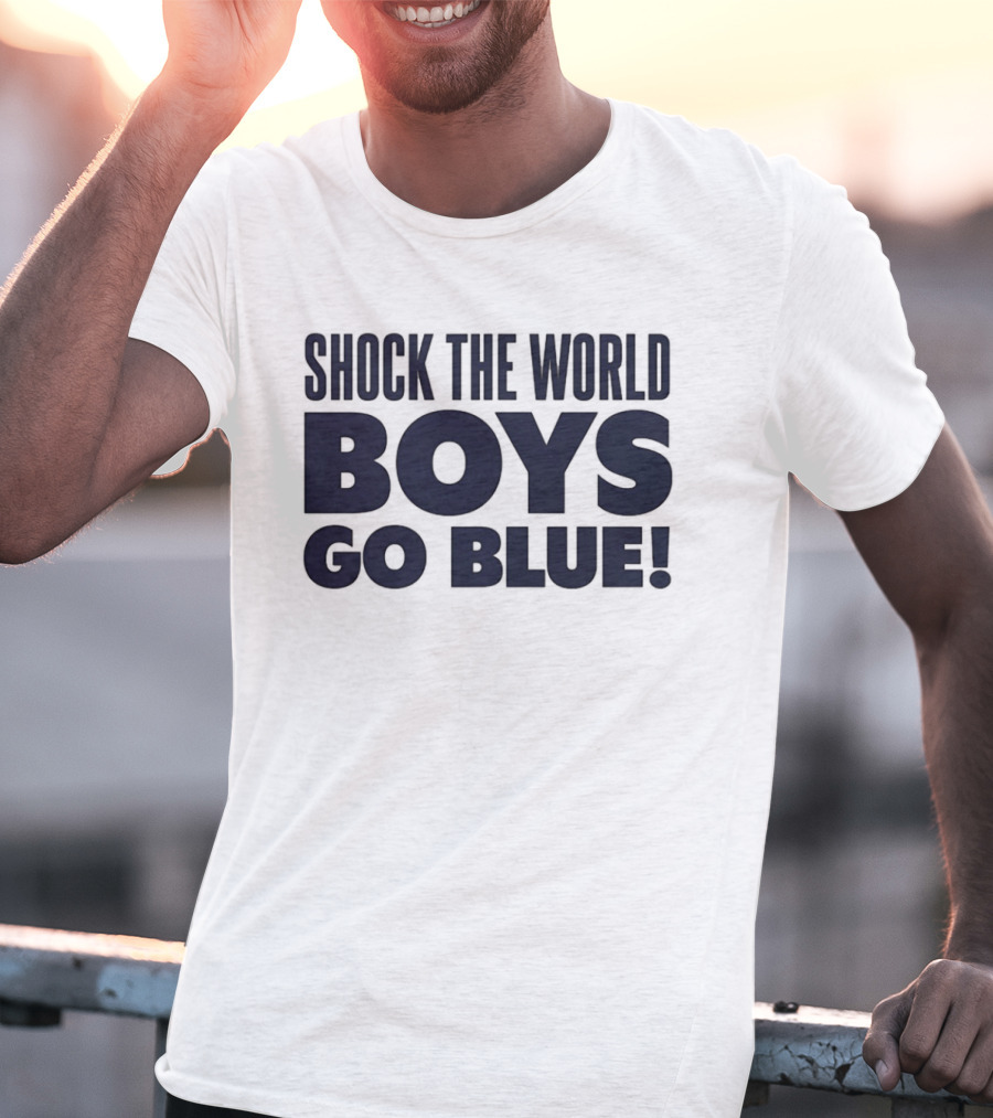 Shock The World Michigan Men's Basketball Boys Go Blue T-Shirt