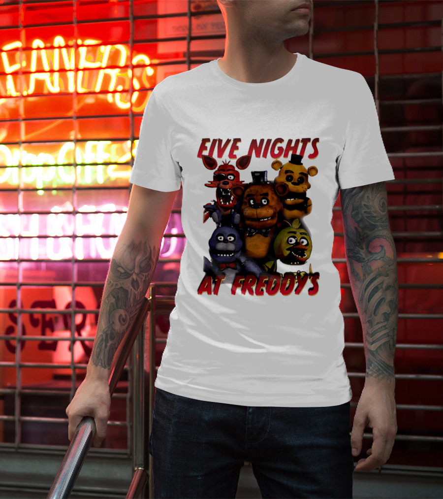 Five Nights At Freddy's Cartoon Characters Freddy Bonnie Chica Foxy T-Shirt