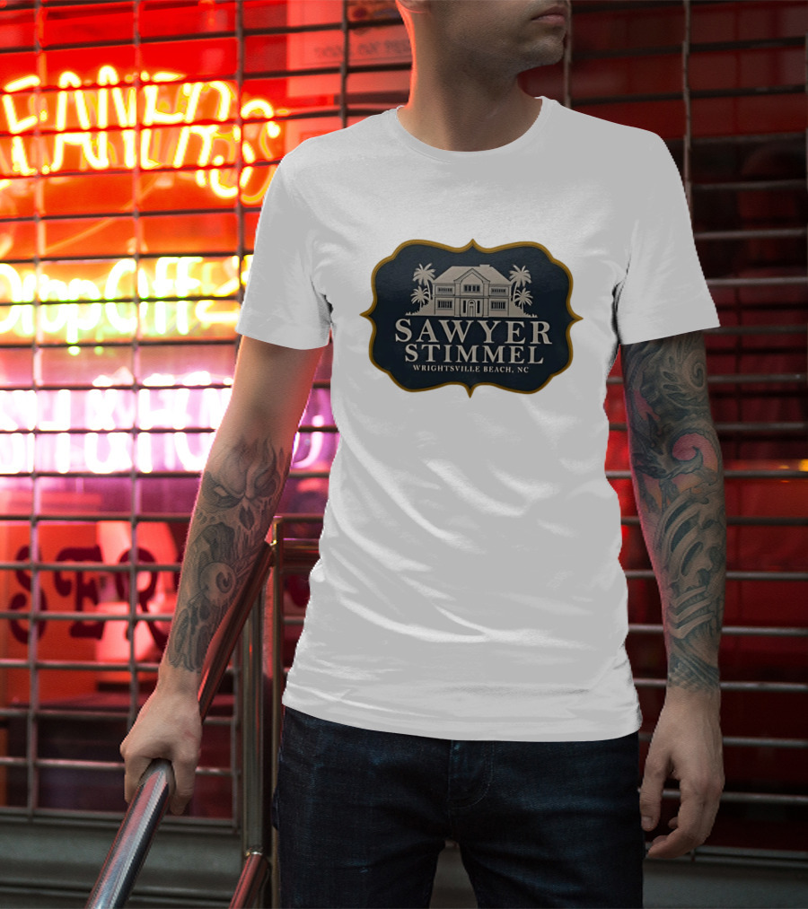 Sawyer Stimmel Wrightsville Beach NC House And Palm Trees T-Shirt