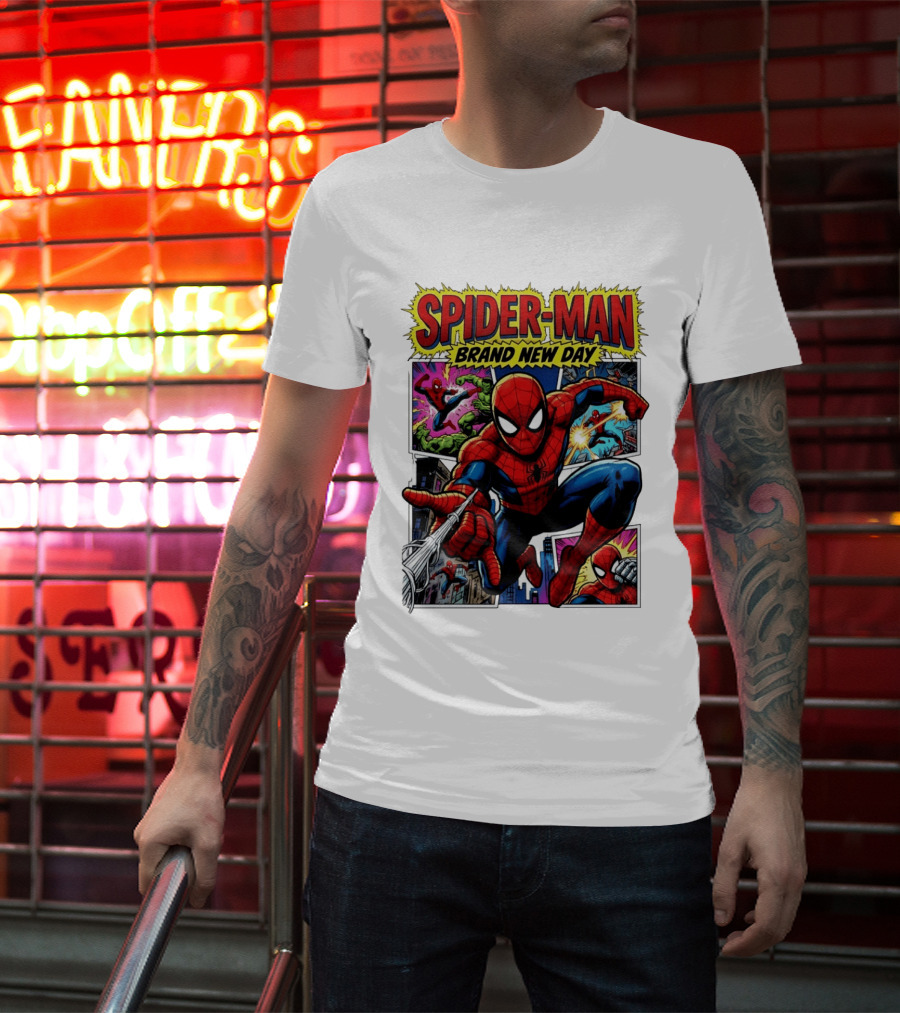 Spider Man Brand New Day Collage Marvel Comic Adventure T-Shirt