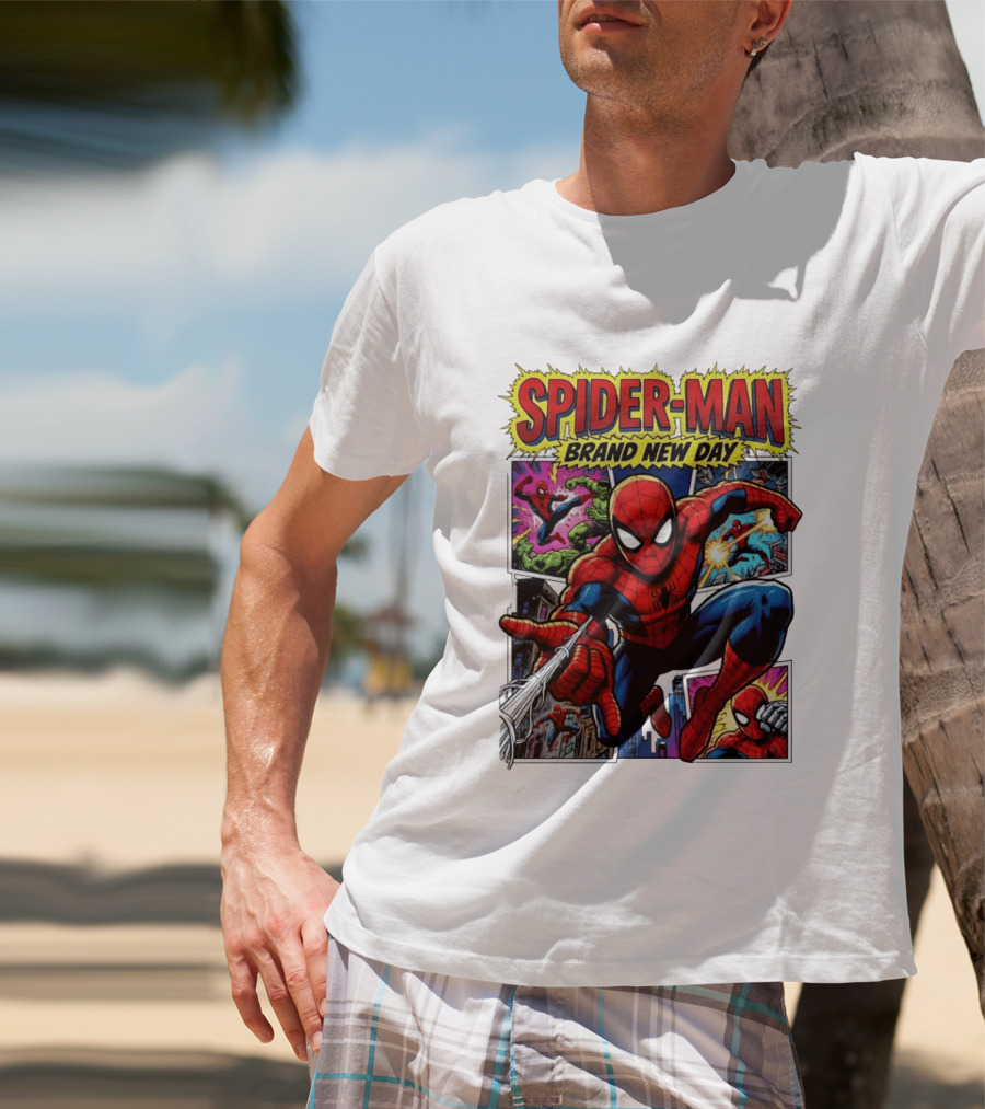Spider Man Brand New Day Collage Marvel Comic Adventure T-Shirt