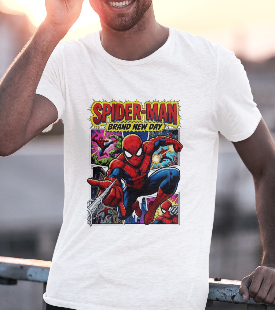Spider Man Brand New Day Collage Marvel Comic Adventure T-Shirt