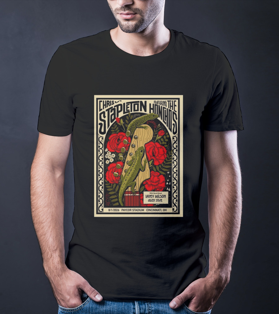 Chris Stapleton Featuring The Honchos Lainey Wilson Allen Stone Cincinnati 2026 Paycor Stadium August 1 T-Shirt