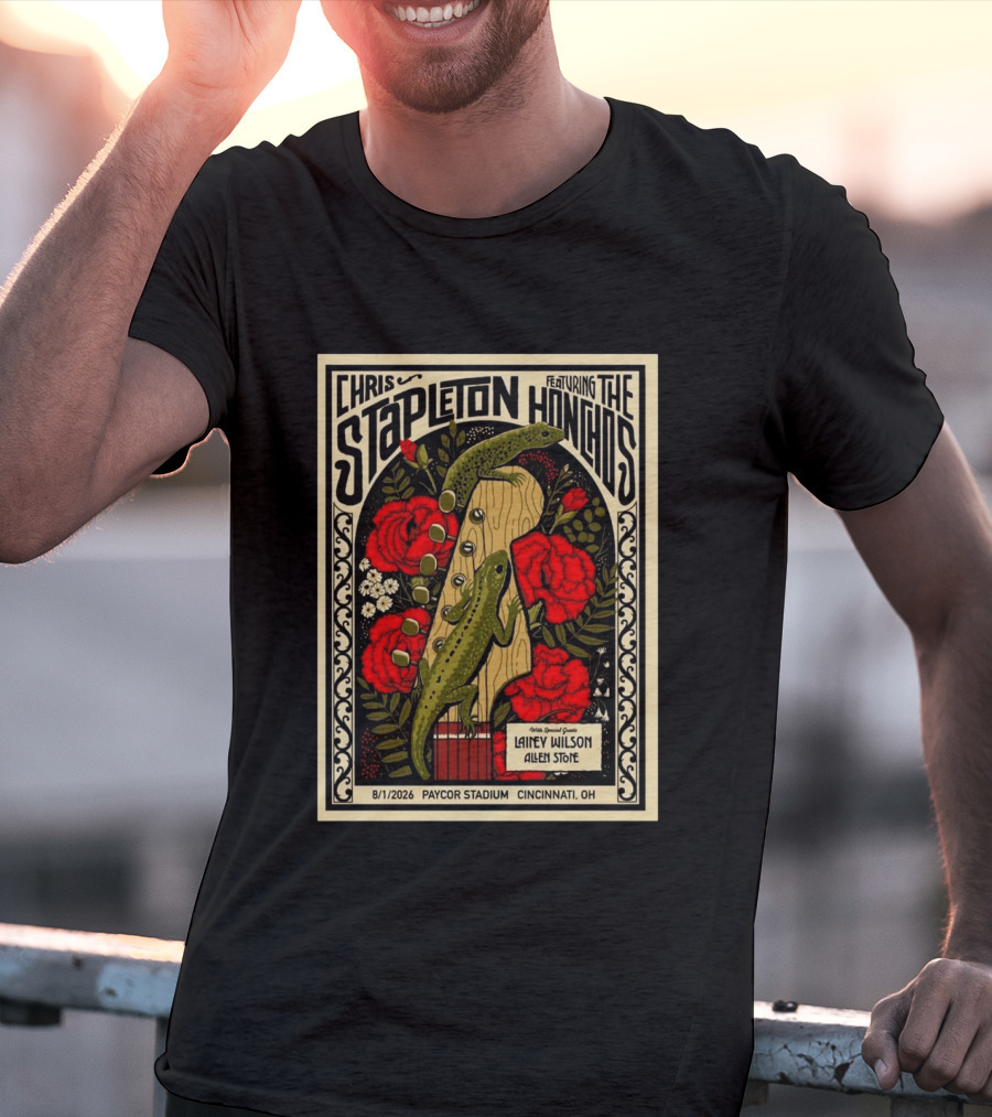 Chris Stapleton Featuring The Honchos Lainey Wilson Allen Stone Cincinnati 2026 Paycor Stadium August 1 T-Shirt