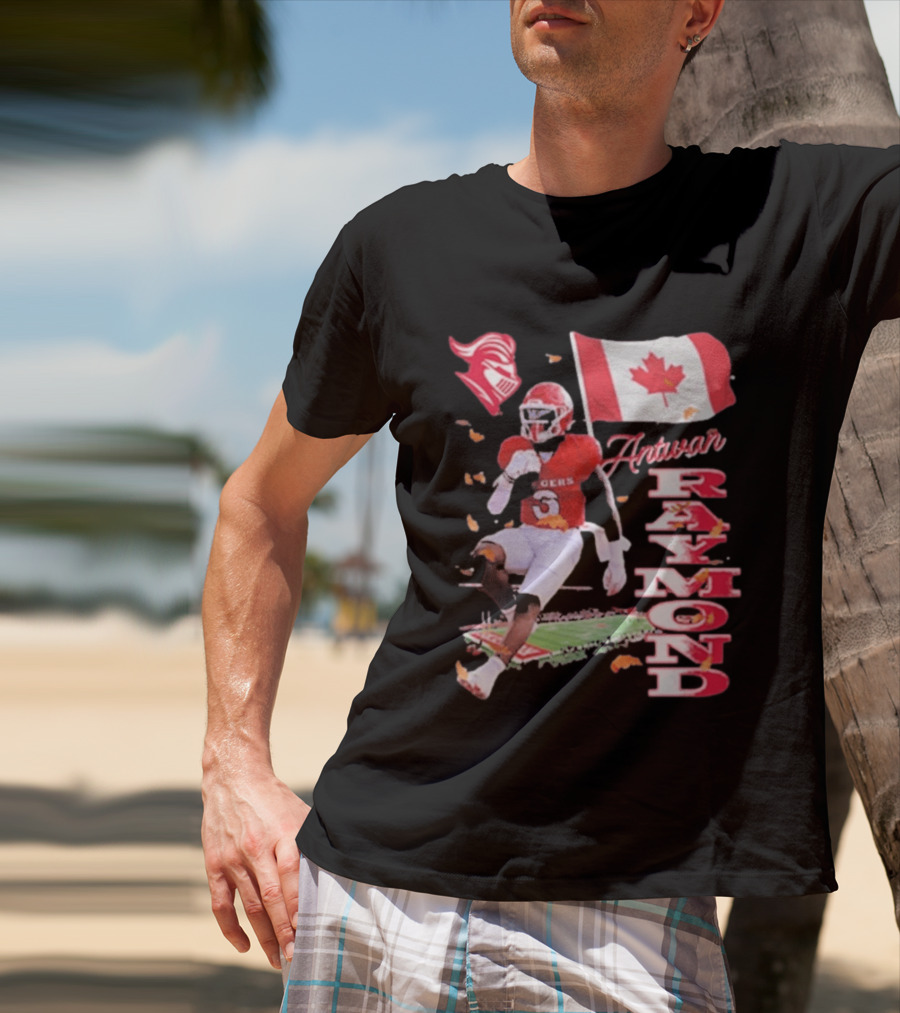 Antwan Raymond Rutgers Scarlet Knights Canadian Flag Football T-Shirt