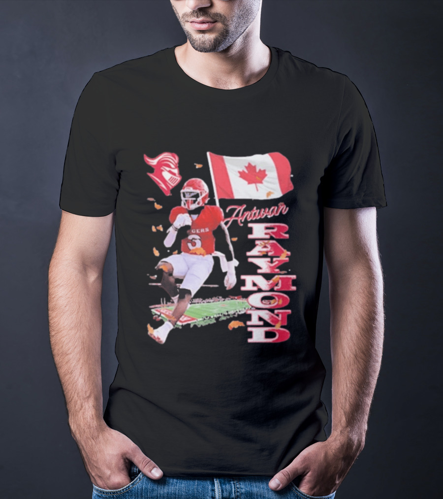 Antwan Raymond Rutgers Scarlet Knights Canadian Flag Football T-Shirt