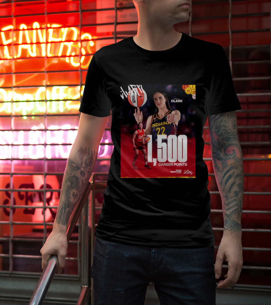 Caitlin Clark Indiana Fever 1500 Career Points Milestone Celebration WNBA Fever Milestones T-Shirt