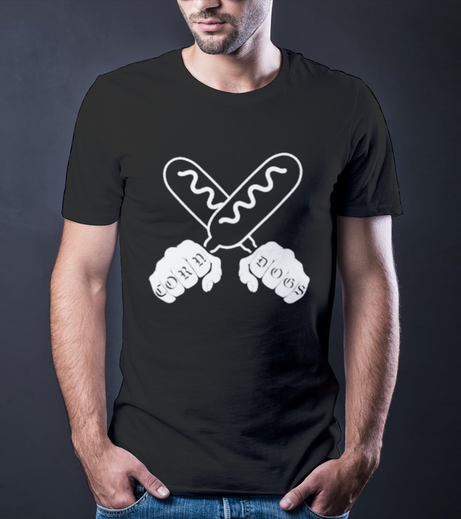 Corndog Knuckles Fun Novelty Design With Crossed Snacks And Fists T-Shirt