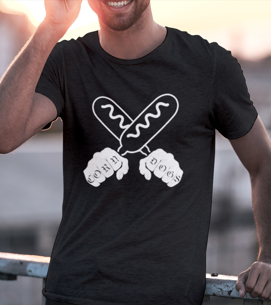 Corndog Knuckles Fun Novelty Design With Crossed Snacks And Fists T-Shirt