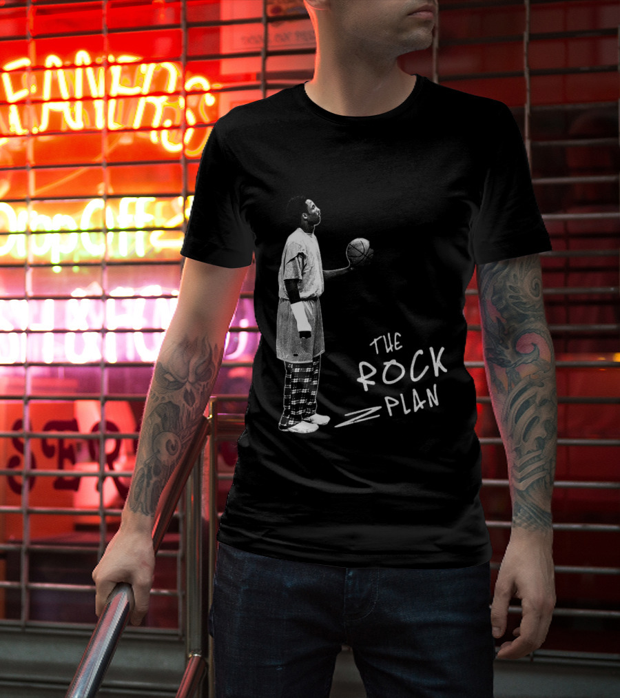The Rock Plan Street Basketball Vintage Style Player Holding Ball T-Shirt