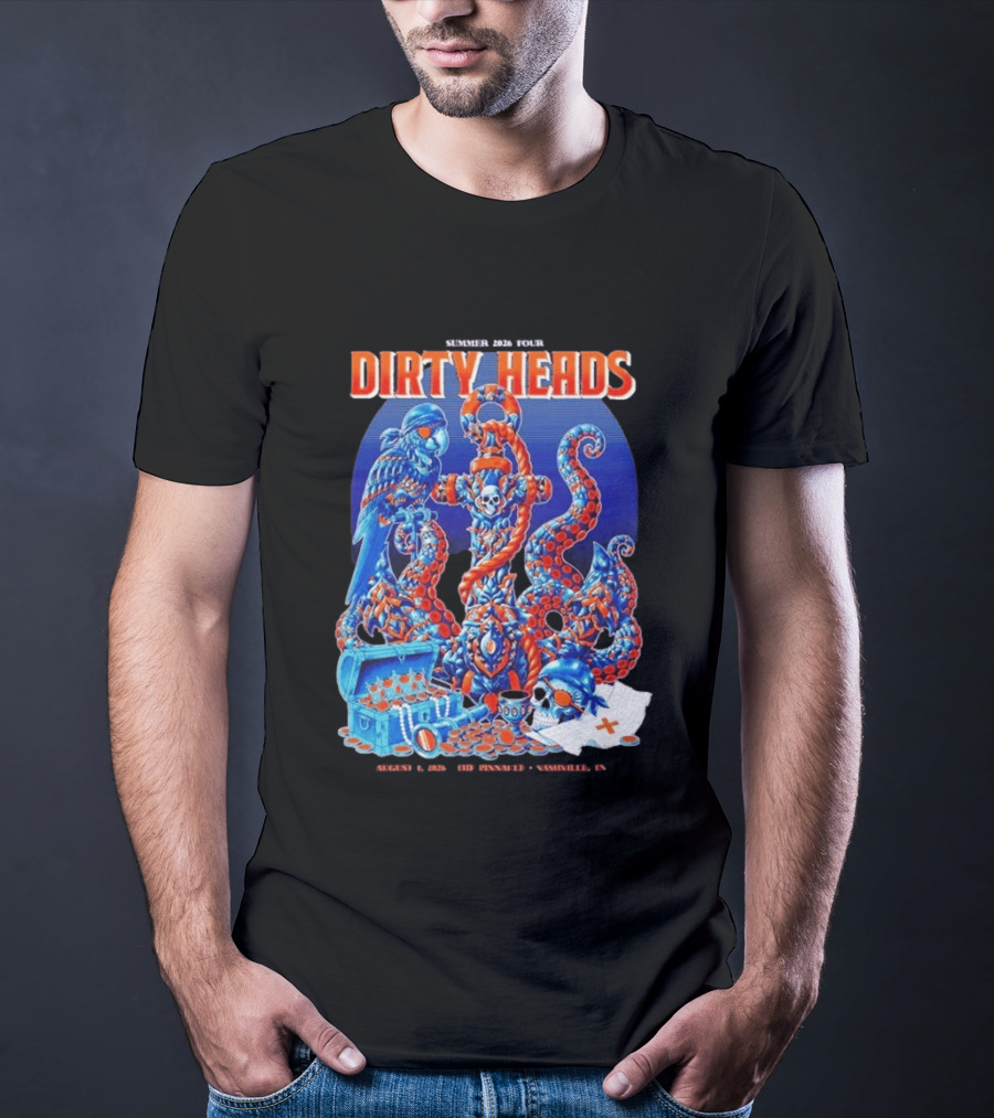 Dirty Heads Summer 2026 Tour Nashville TN August 1 Skeletons And Octopus T-Shirt