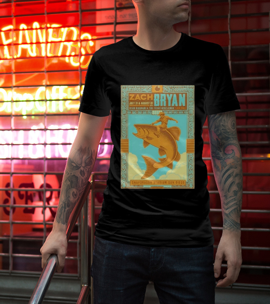 Zach Bryan July 31 August 1 Snapdragon Stadium San Diego Featuring Ryan Bingham The Texas Gentlemen Key Eli 2026 T-Shirt