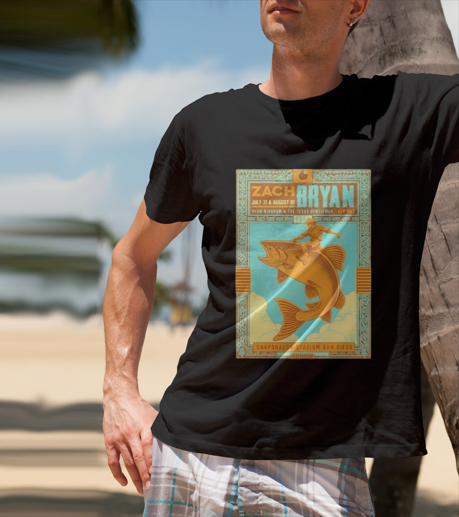 Zach Bryan July 31 August 1 Snapdragon Stadium San Diego Featuring Ryan Bingham The Texas Gentlemen Key Eli 2026 T-Shirt
