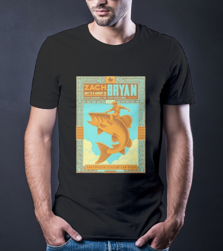 Zach Bryan July 31 August 1 Snapdragon Stadium San Diego Featuring Ryan Bingham The Texas Gentlemen Key Eli 2026 T-Shirt