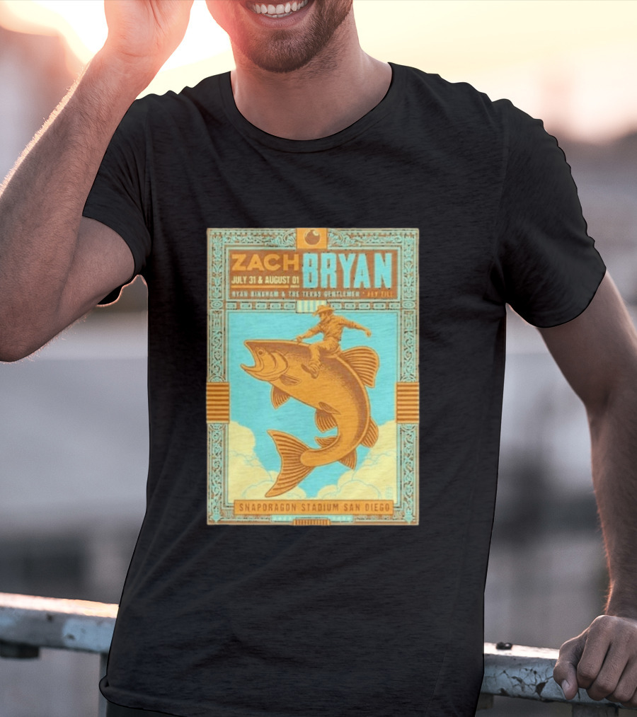 Zach Bryan July 31 August 1 Snapdragon Stadium San Diego Featuring Ryan Bingham The Texas Gentlemen Key Eli 2026 T-Shirt