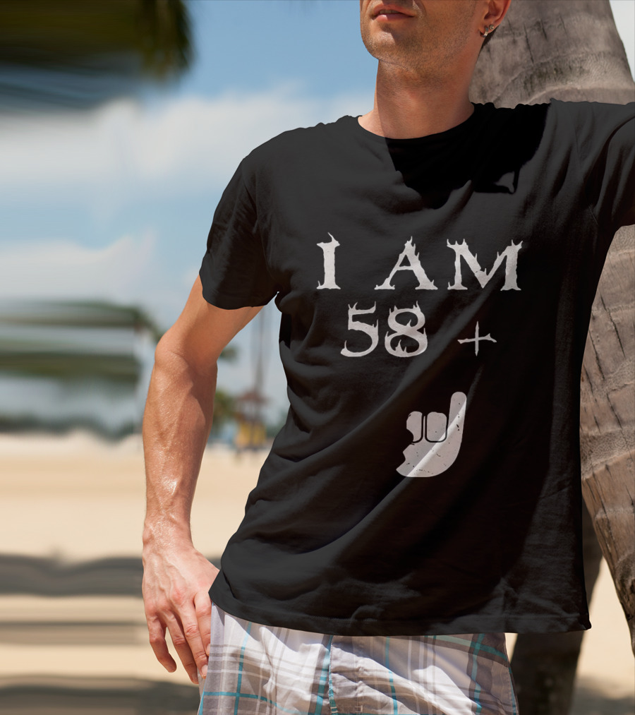 I Am 58 Plus Rock Hand Gesture T-Shirt