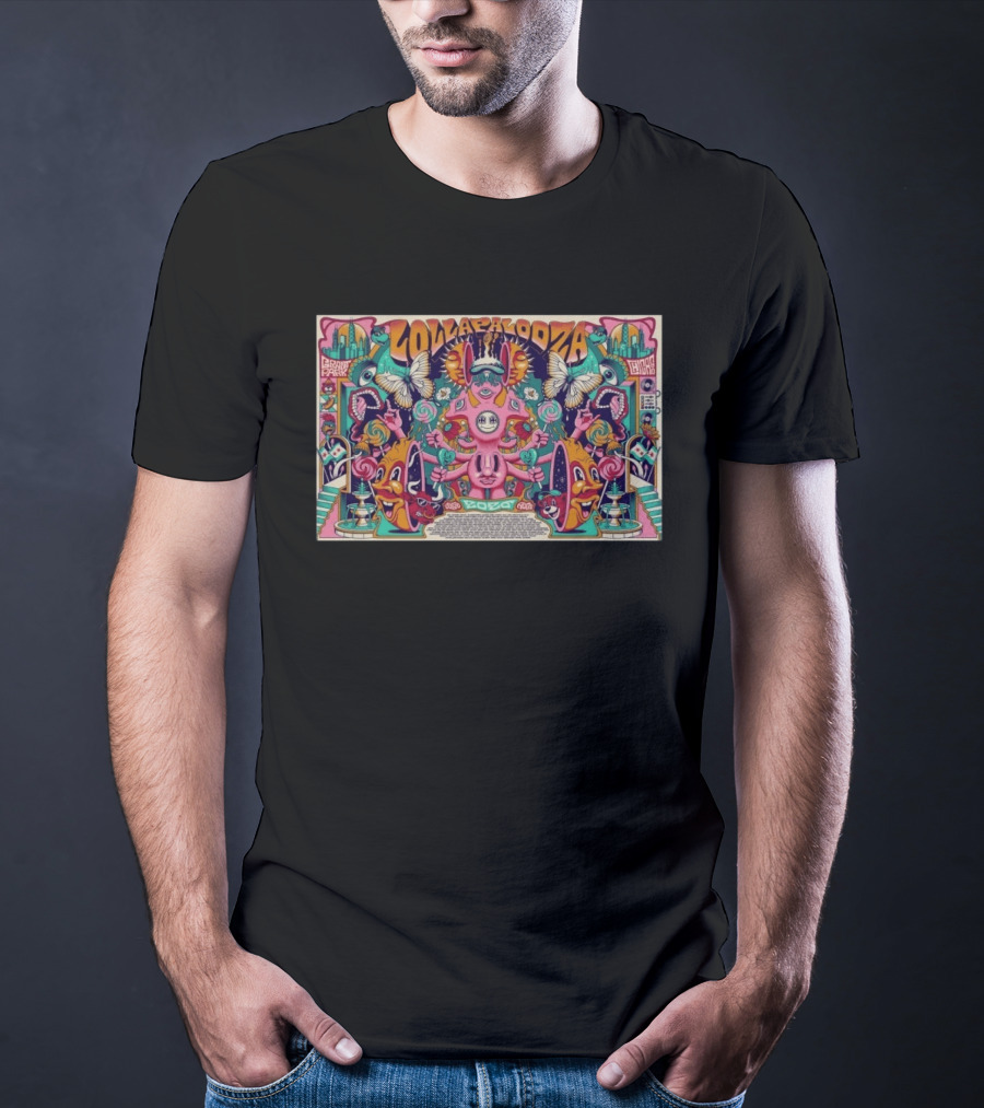 Lollapalooza Grand Park Chicago August 02 2026 Exclusive Vibrant Psychedelic Illustrations T-Shirt