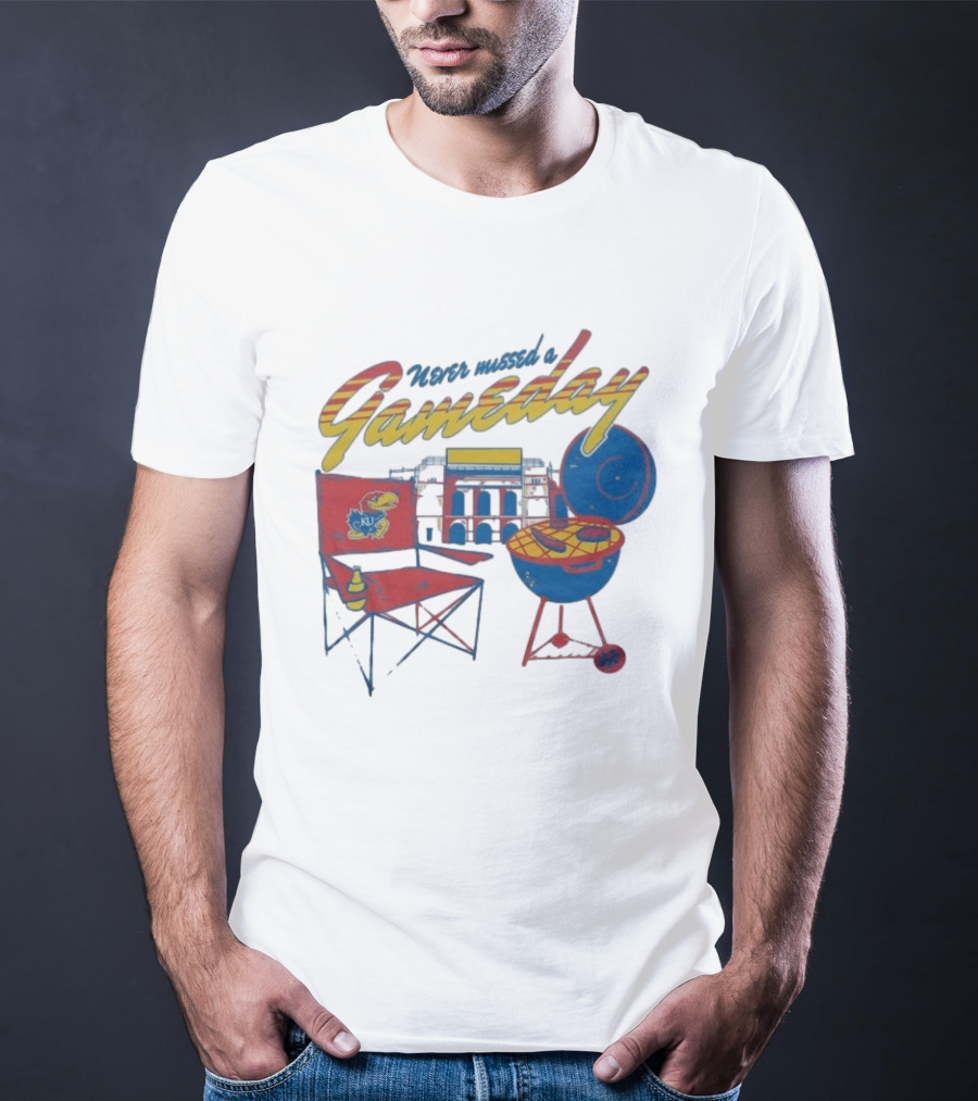 Kansas Jayhawks Never Missed A Gameday BBQ Chair Stadium Grill T-Shirt