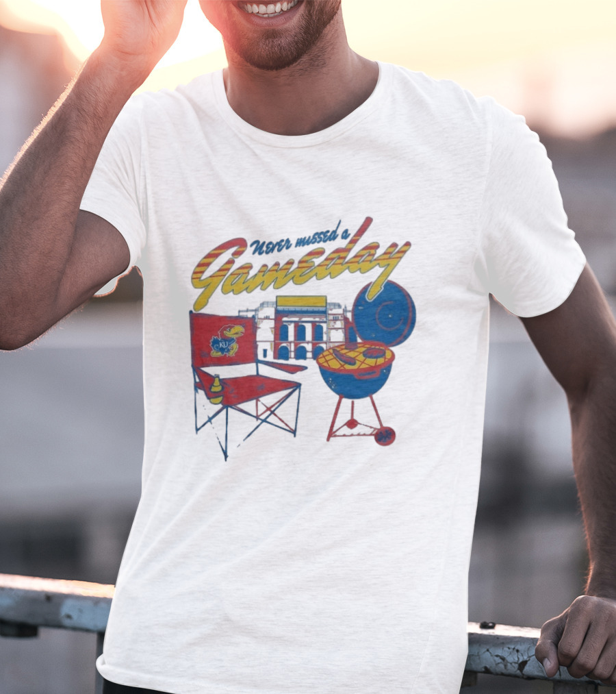 Kansas Jayhawks Never Missed A Gameday BBQ Chair Stadium Grill T-Shirt