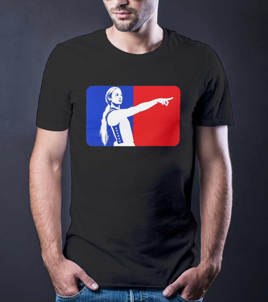Sophie Cunningham WNBA 2026 Pointing Gesture In Blue And Red T-Shirt