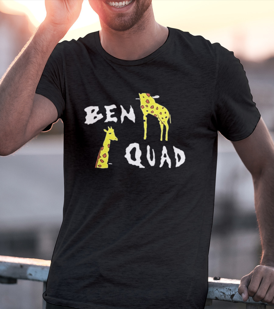 Ben Quad Giraffe Illustration Fun Cartoon T-Shirt