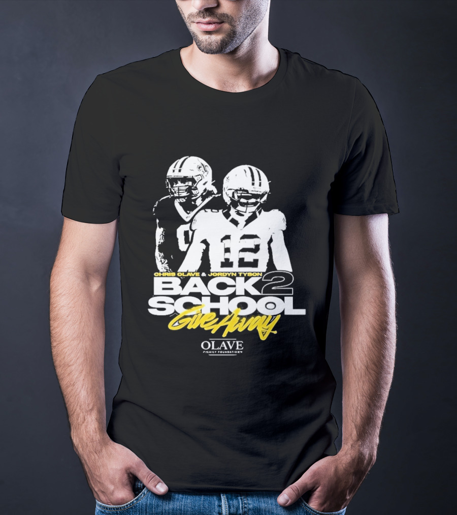 Chris Olave Jordyn Tyson Back 2 School Give Away Olave Connections T-Shirt