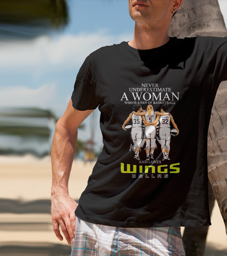 Never Underestimate A Woman Who Is A Fan Of Basketball And Loves Dallas Wings T-Shirt