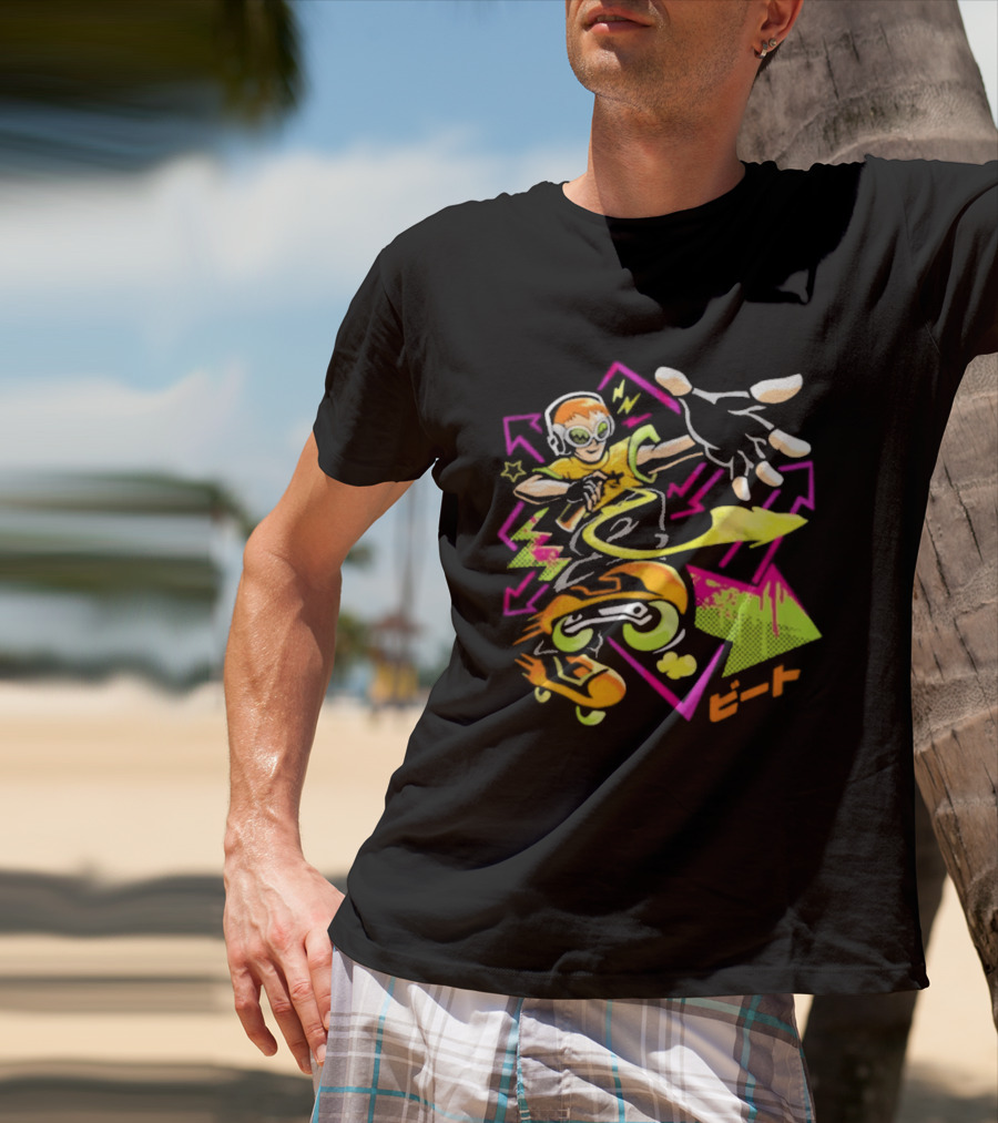 Jet Set Radio Beat Character Keep Rollin Neon Graffiti T-Shirt