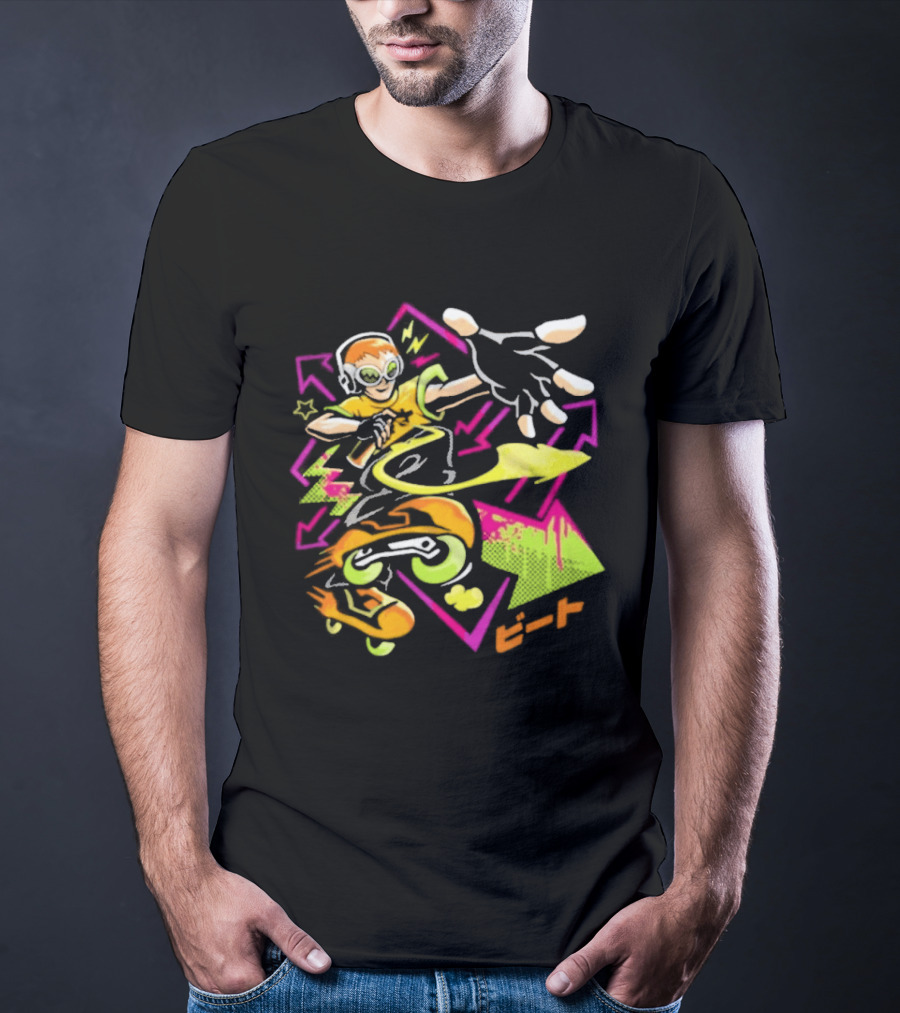 Jet Set Radio Beat Character Keep Rollin Neon Graffiti T-Shirt