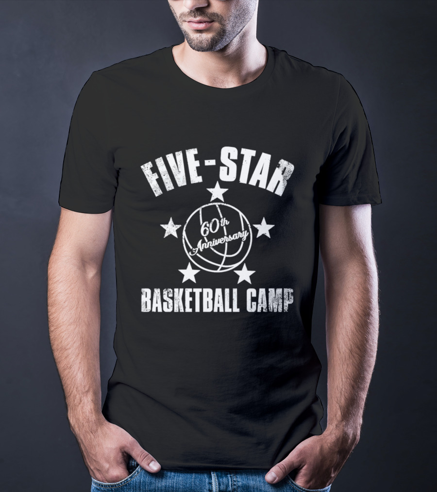 FIVE STAR 60th Anniversary Basketball Camp Ball And Stars T-Shirt